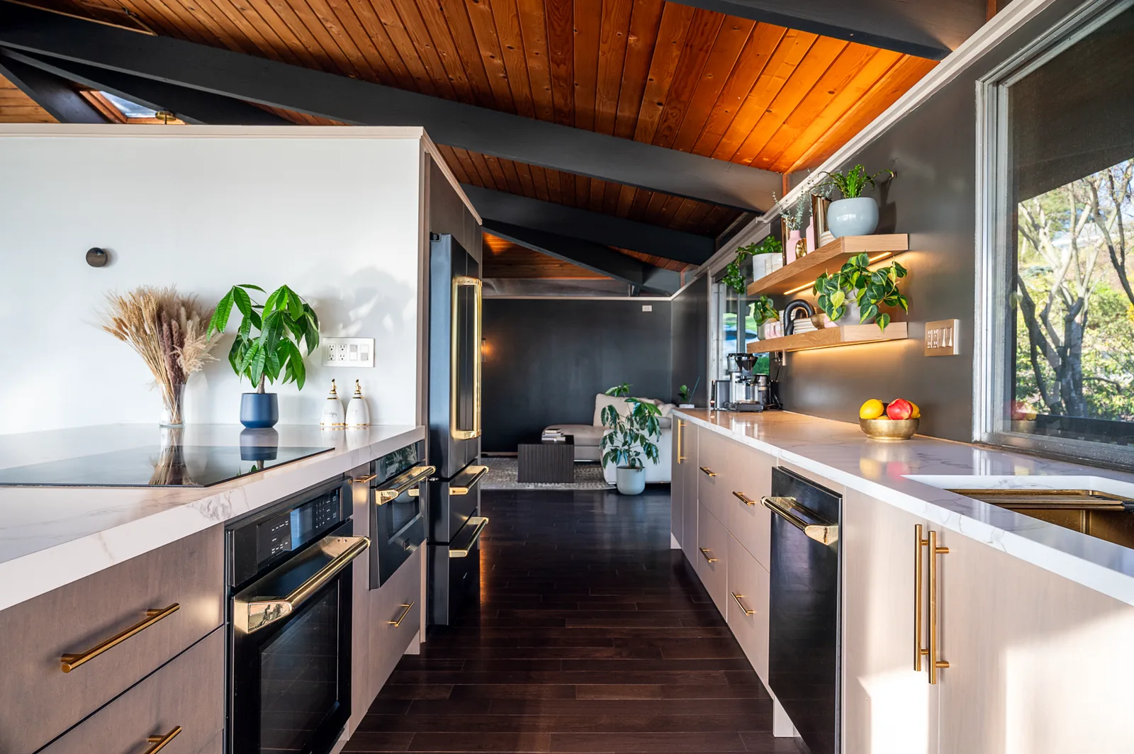 Connecticut kitchen cabinets with a long countertop wall and clean storage layout
